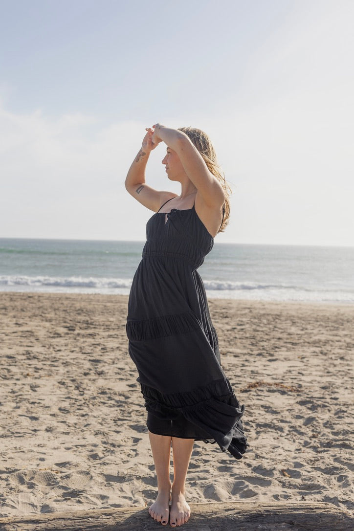 Cotton Tie Front Midi Dress | Jules Street Boutique