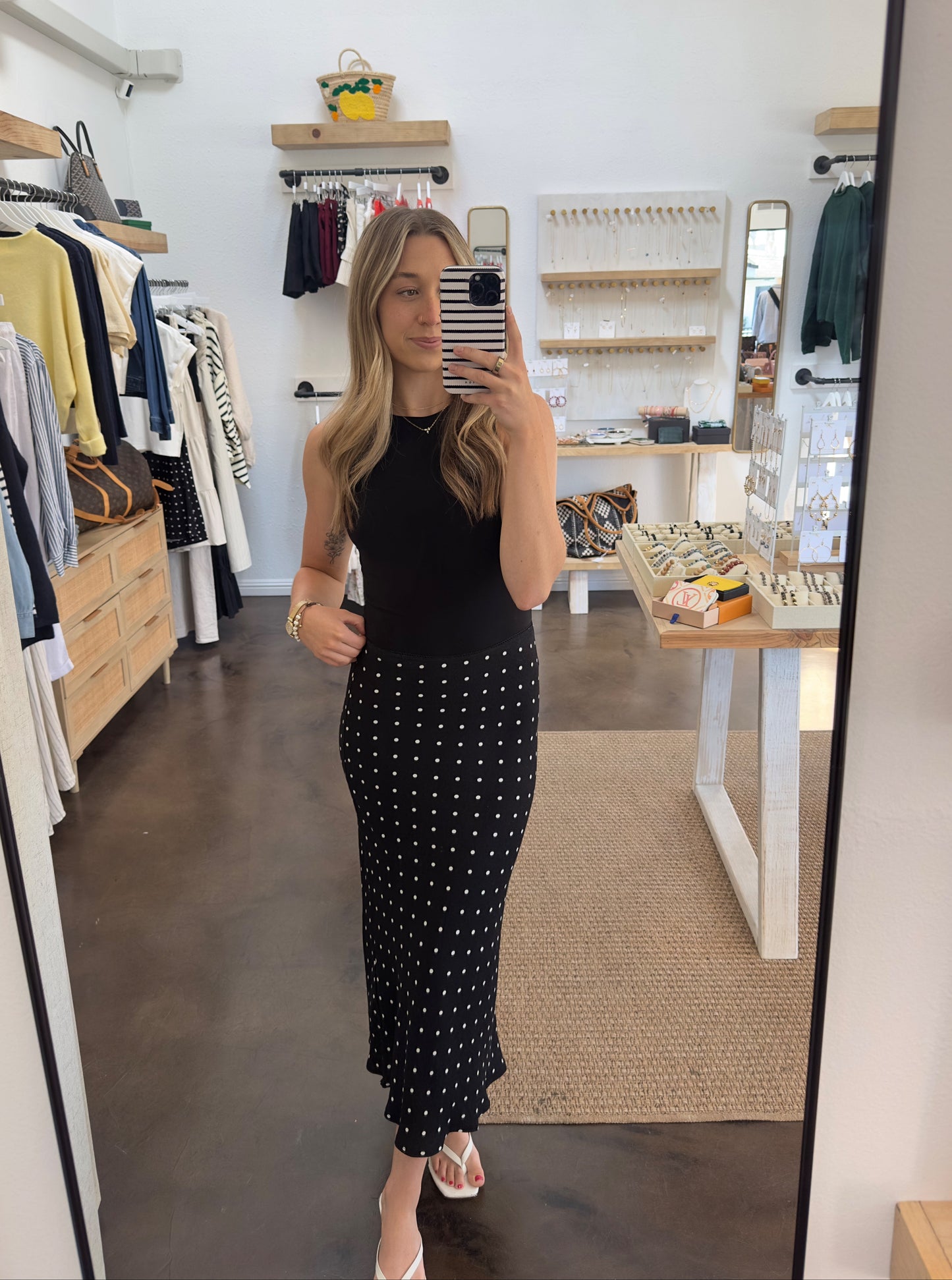 LOLA POLKA DOT MIDI SKIRT