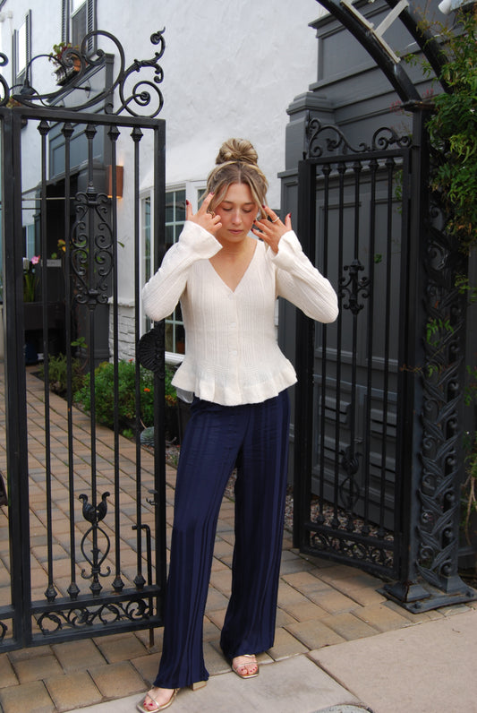 Satin Striped Trousers | Jules Street Boutique