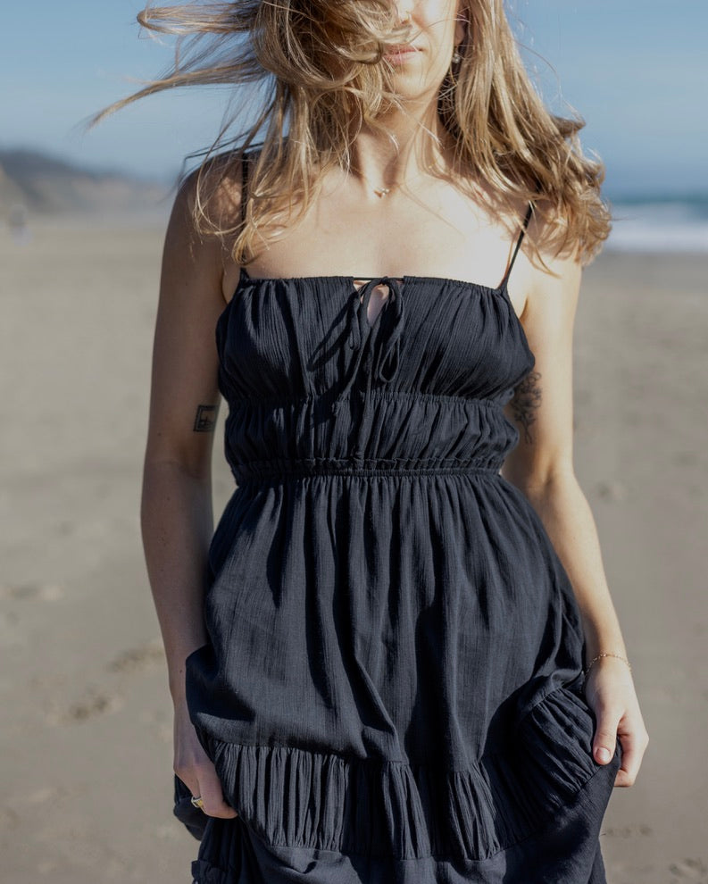 Cotton Tie Front Midi Dress | Jules Street Boutique