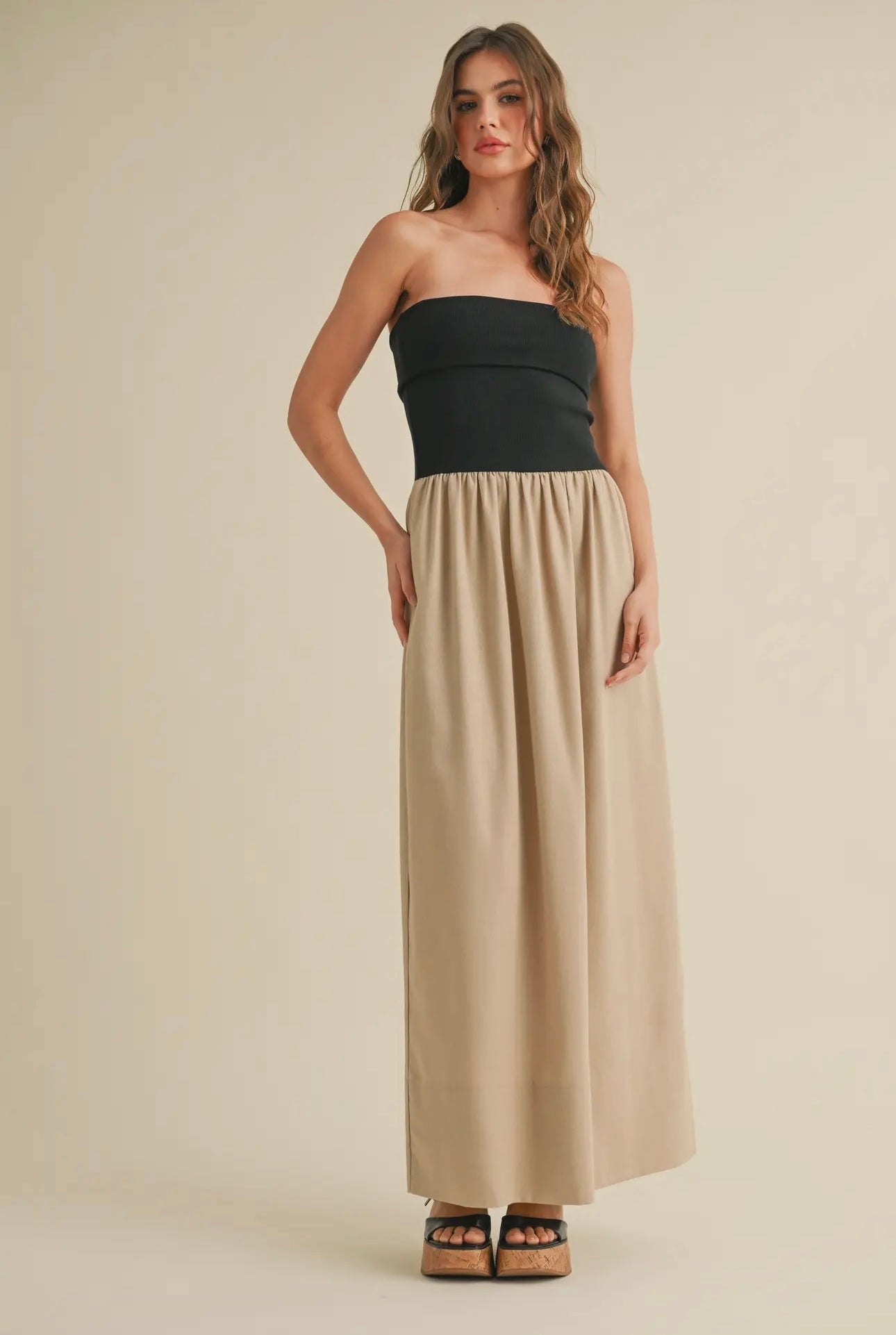 ALICIA TWO-TONED MAXI DRESS