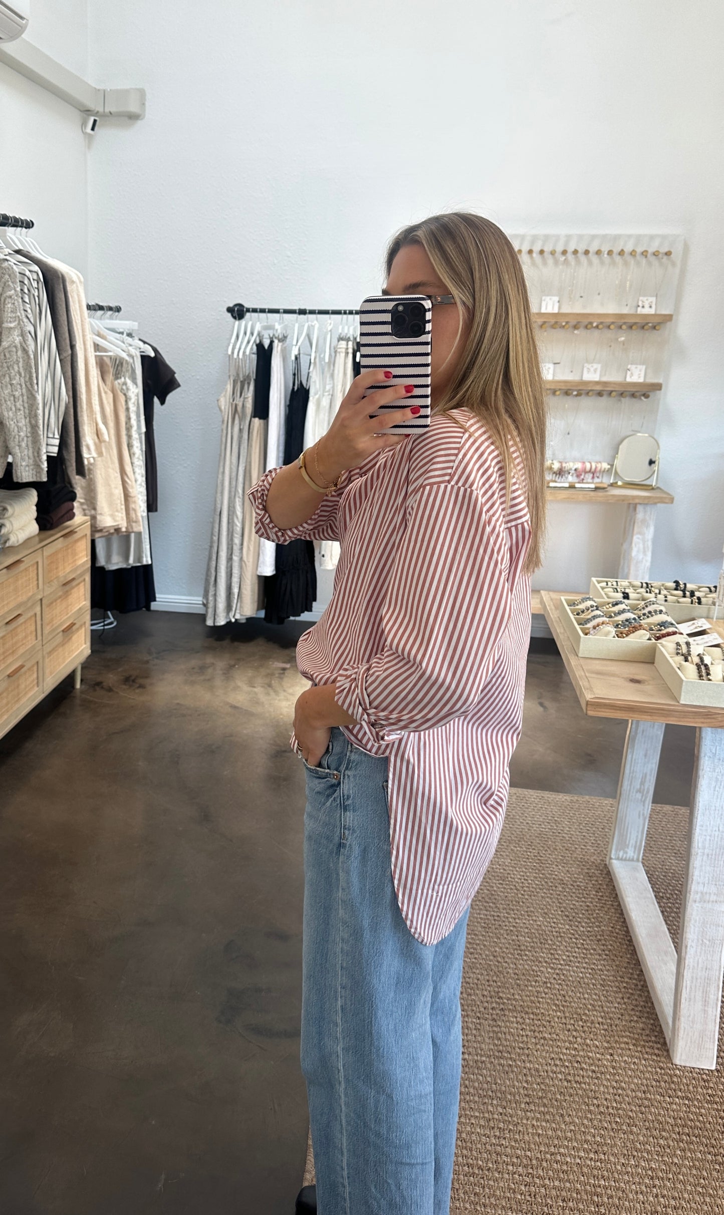 CLAIRE STRIPED CLASSIC SHIRT | Jules Street Boutique