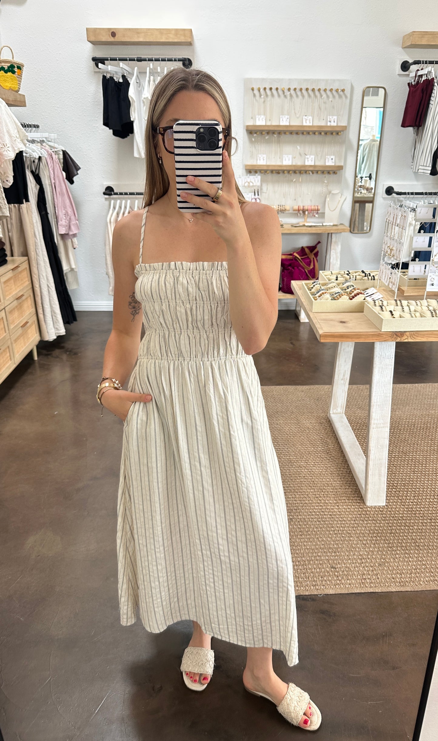 SOPHIA SMOCKED MIDI DRESS | Jules Street Boutique
