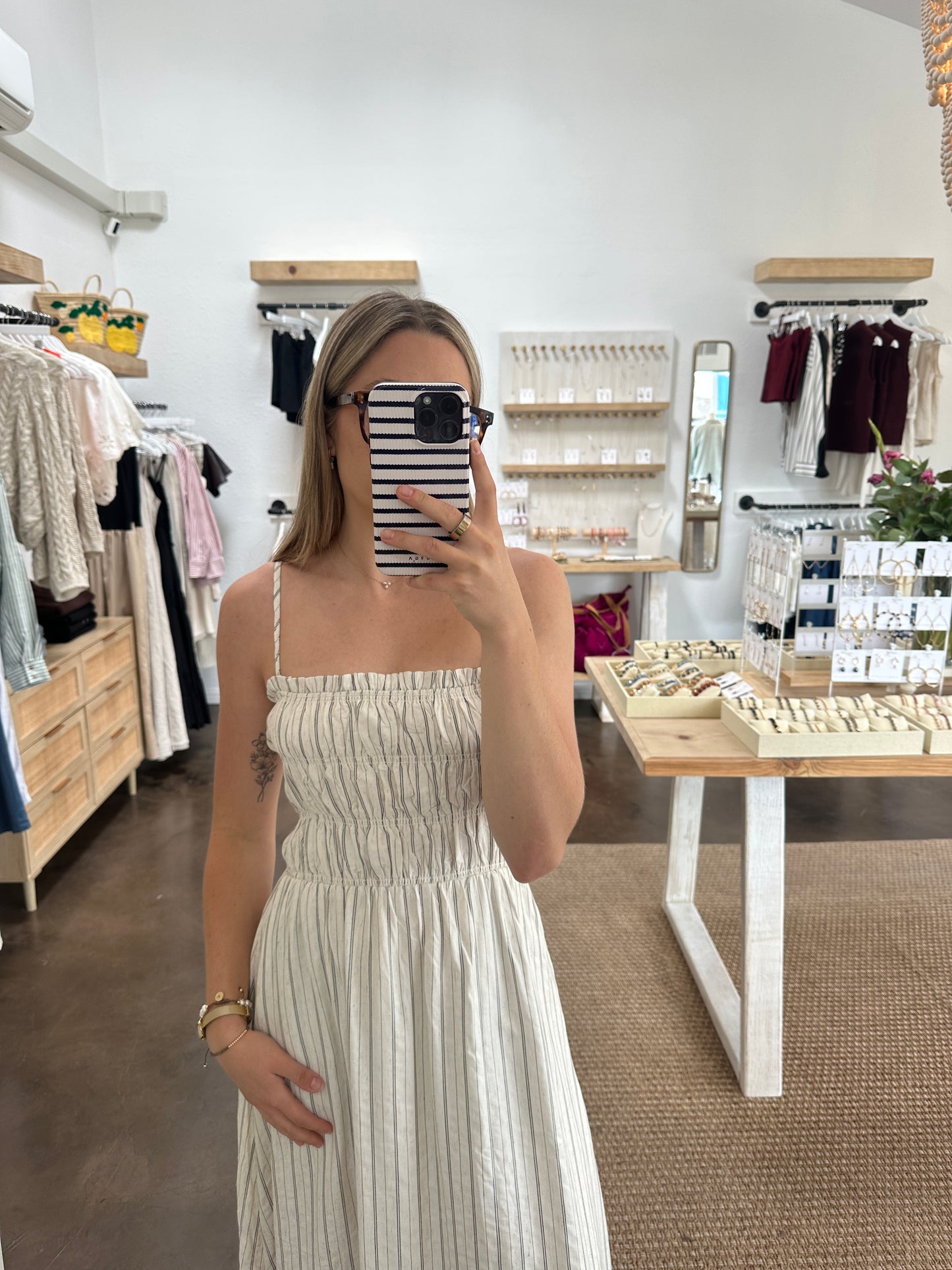 SOPHIA SMOCKED MIDI DRESS | Jules Street Boutique