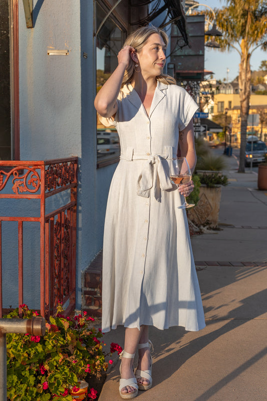 Tie Front Midi Dress Oat | Jules Street Boutique