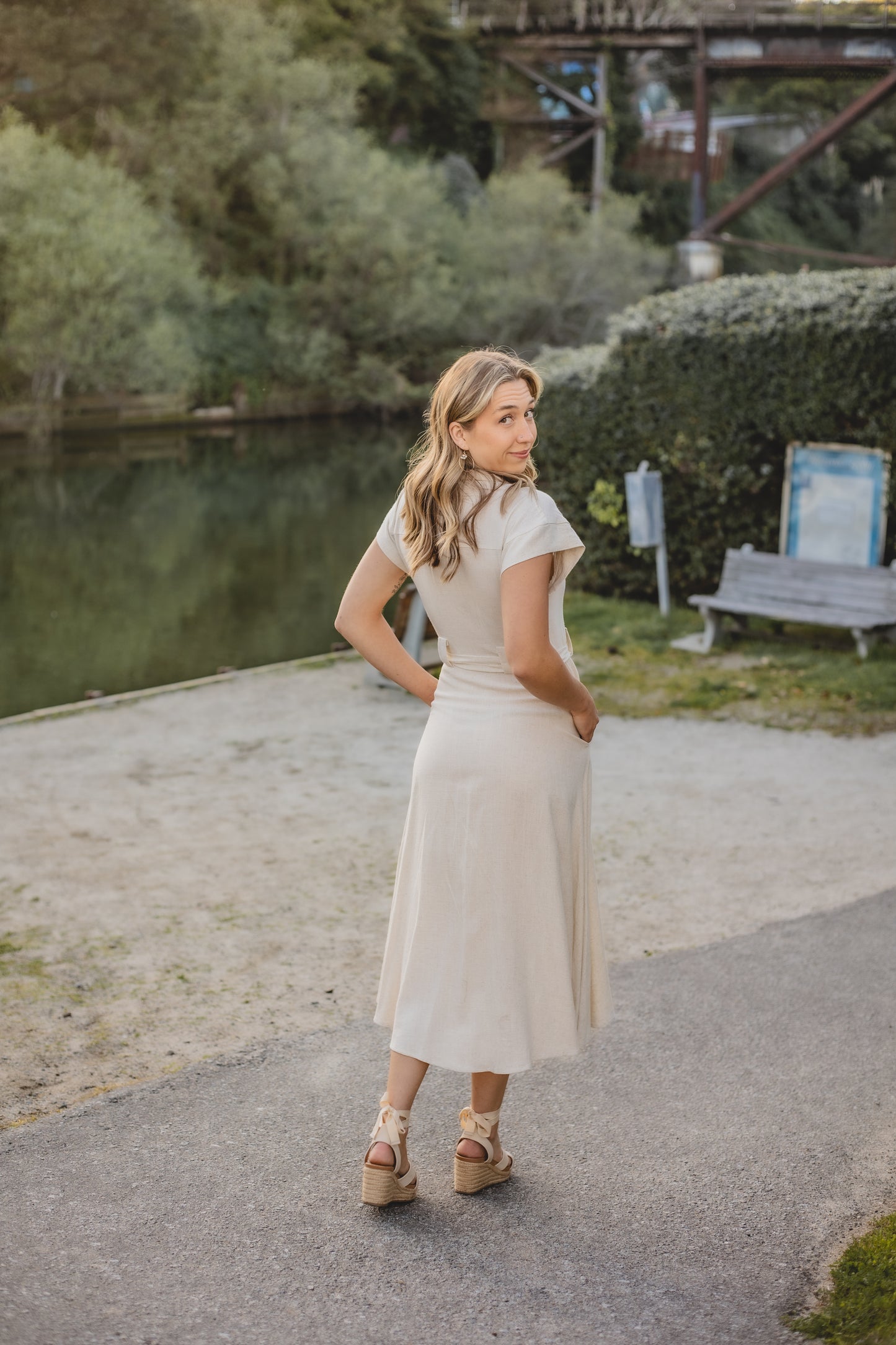 Tie Front Midi Dress Oat | Jules Street Boutique