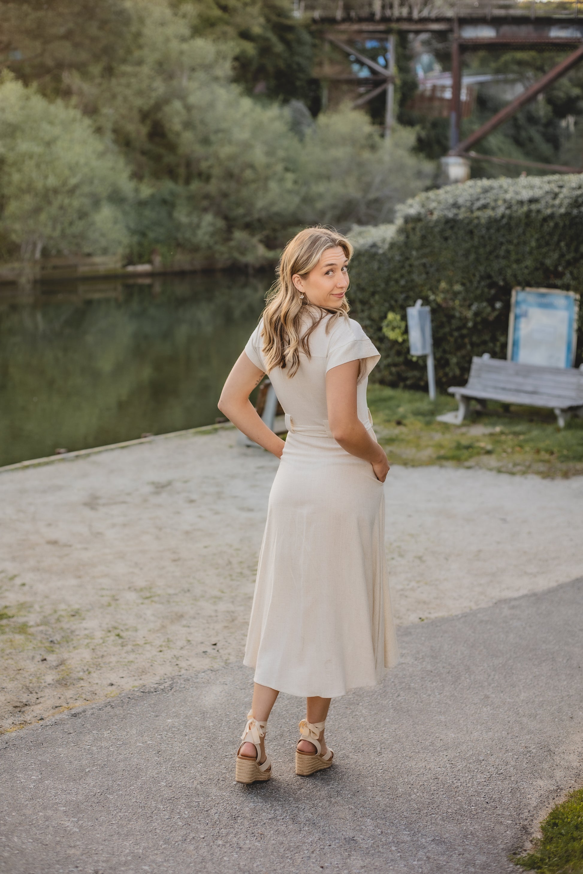 Tie Front Midi Dress Oat | Jules Street Boutique