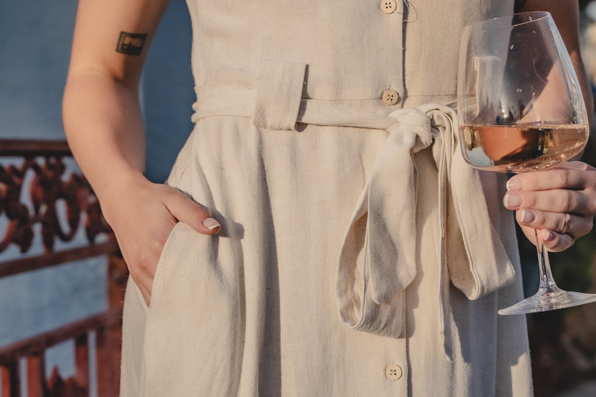 Tie Front Midi Dress Oat | Jules Street Boutique