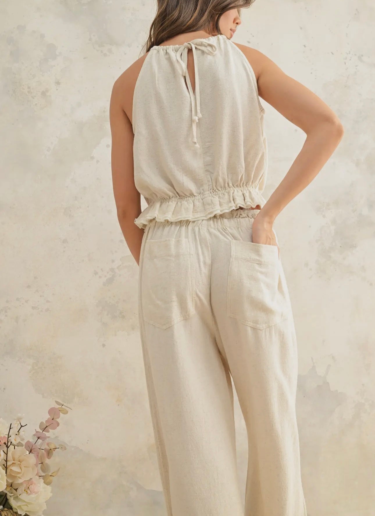 MILO LINEN HALTER TOP