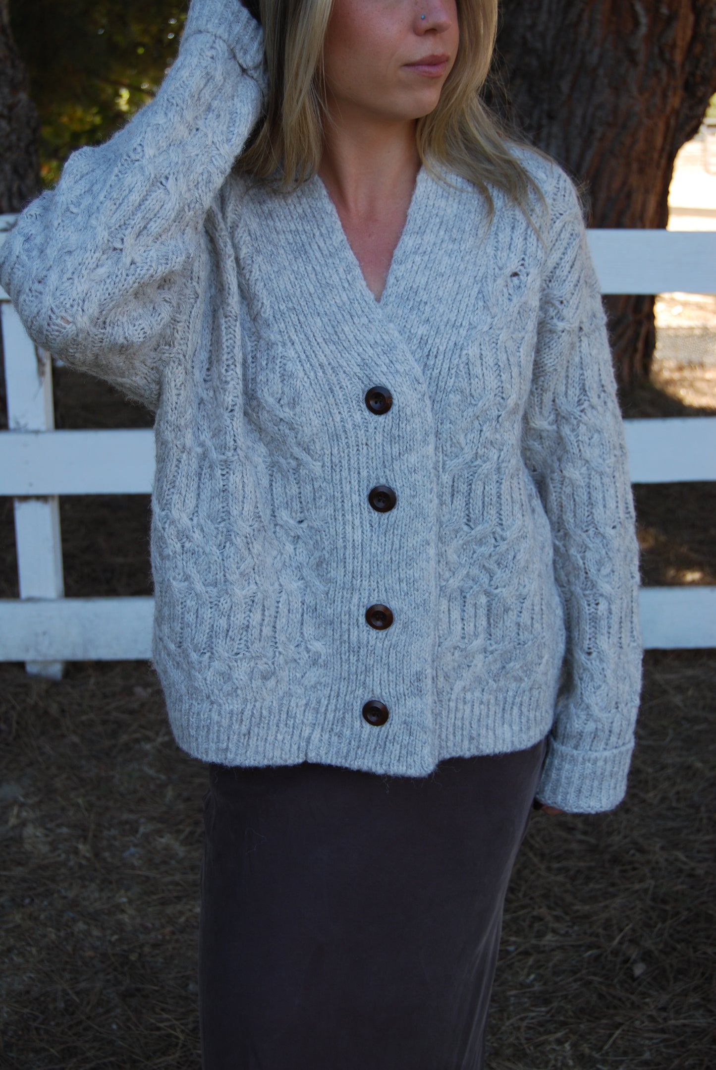 WOOL BLEND CARDIGAN GREY