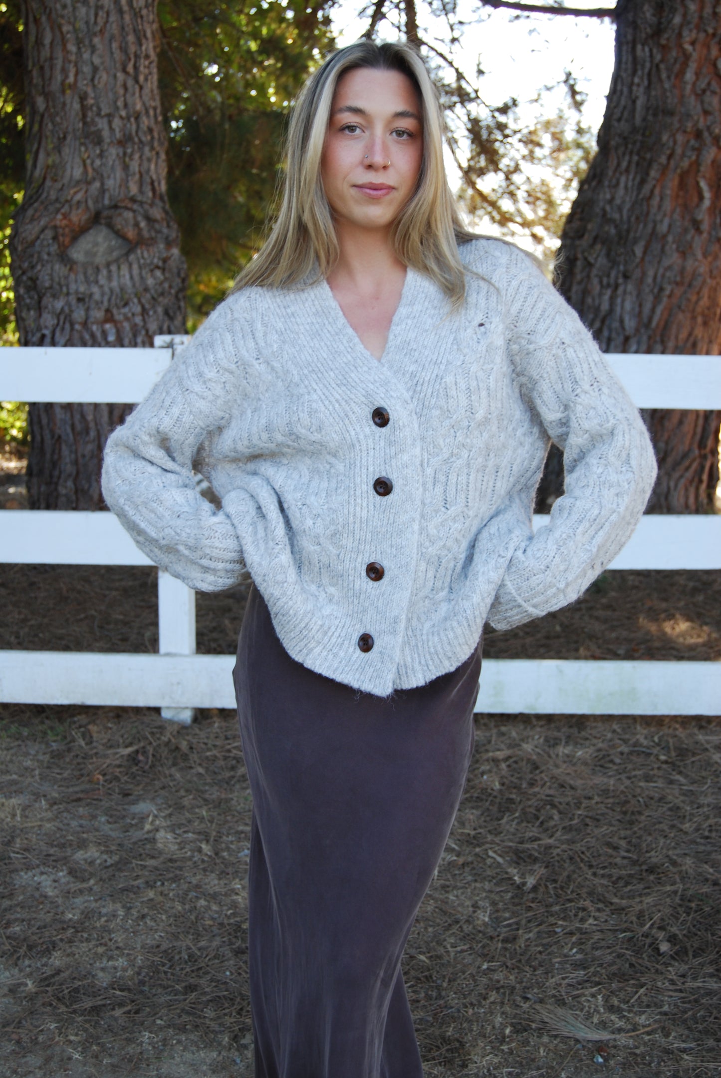 WOOL BLEND CARDIGAN GREY