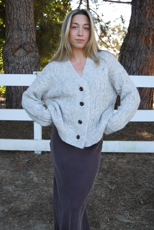 WOOL BLEND CARDIGAN GREY