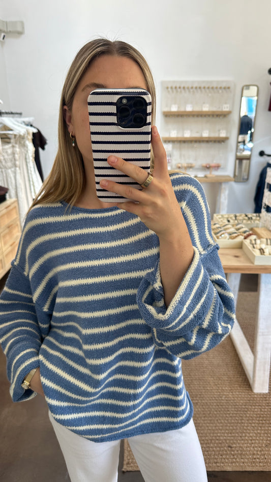 BREEZY STRIPED SWEATER BLUE