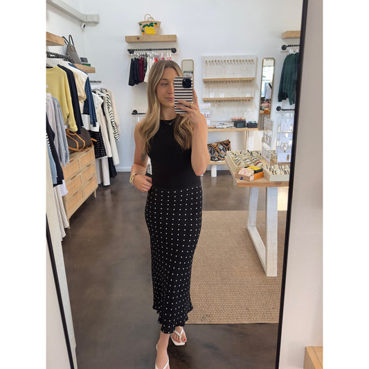 LOLA POLKA DOT MIDI SKIRT