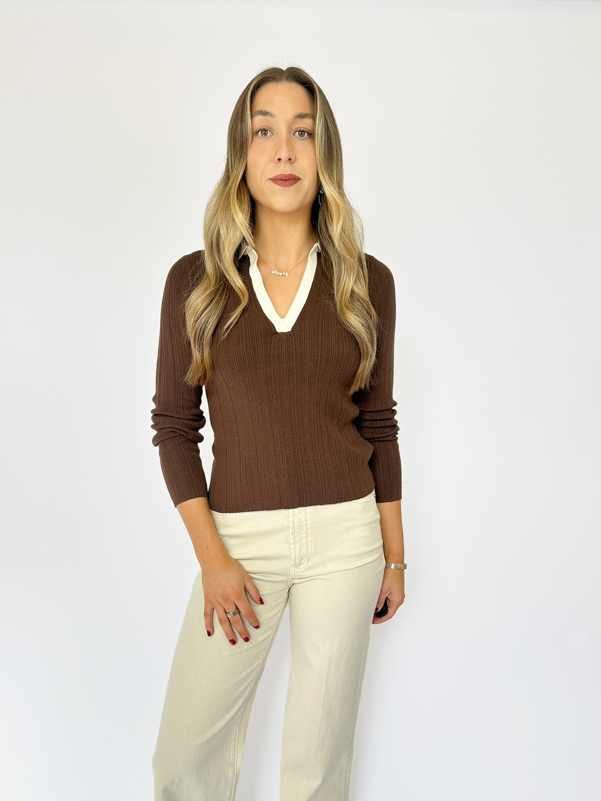 Jax V-Neck Top Brown