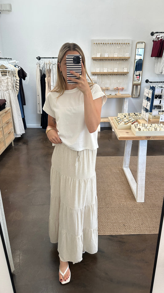 TIERED RUFFLE MAXI SKIRT