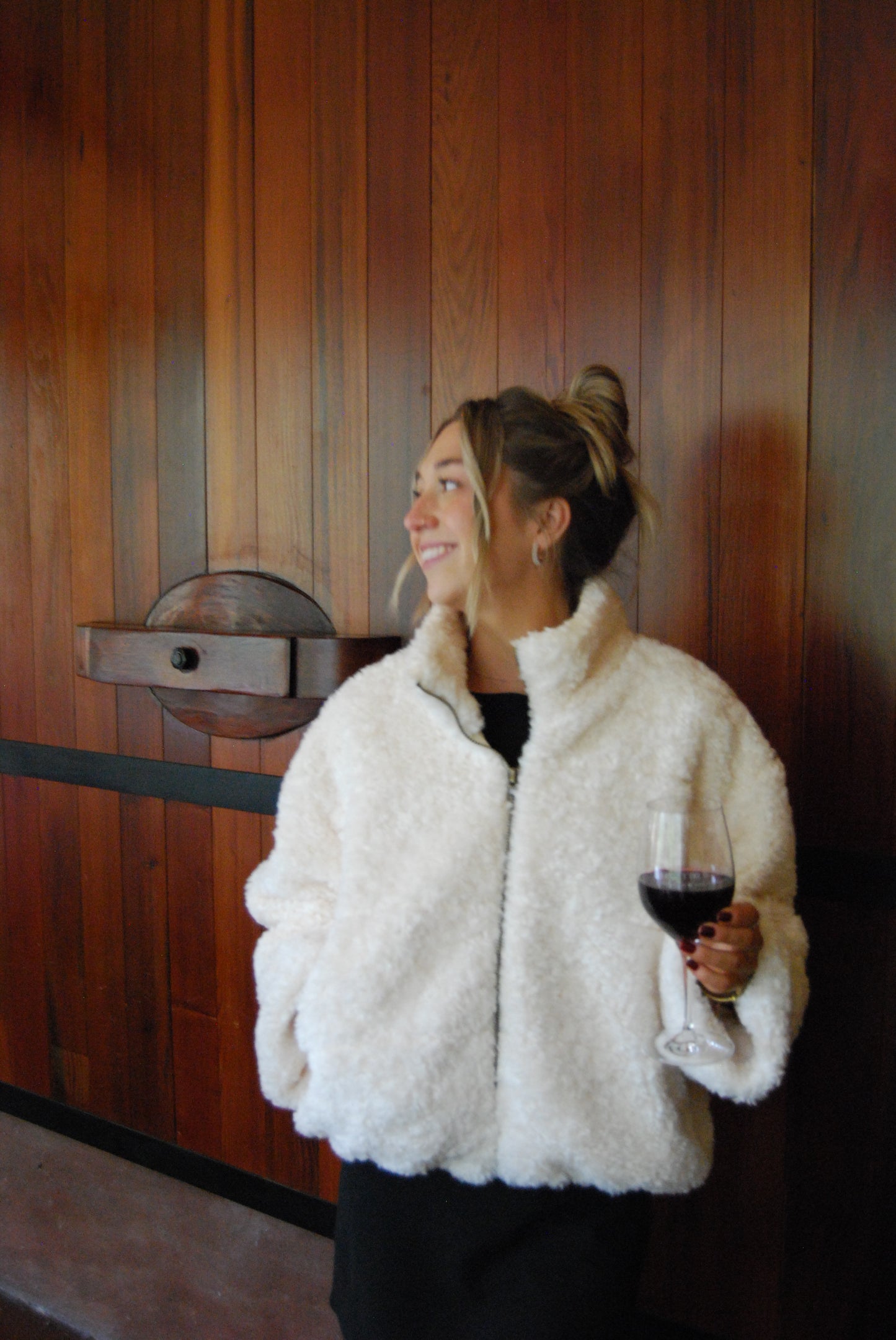 FULL ZIP FUZZY JACKET CREAM