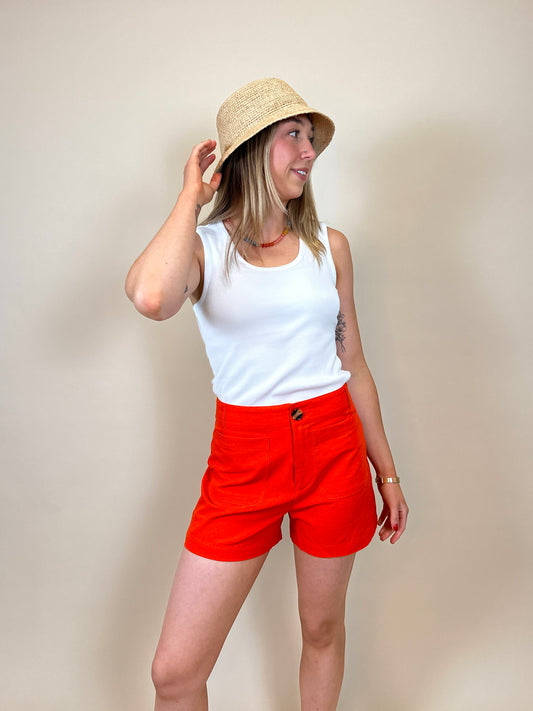 Dahlia Linen Shorts Orange