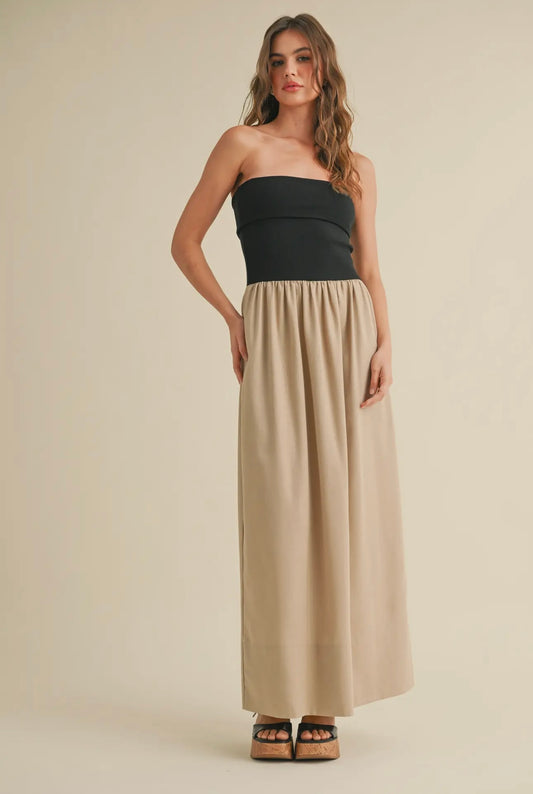 ALICIA TWO-TONED MAXI DRESS