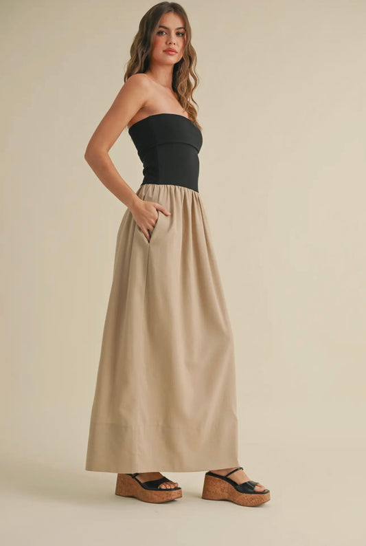 ALICIA TWO-TONED MAXI DRESS