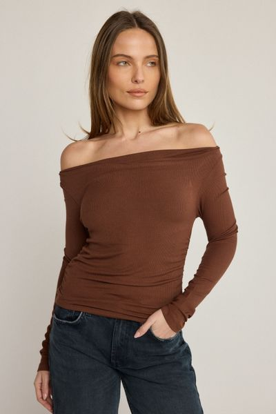 ANGELICA LONG SLEEVE TOP CHOCOLATE