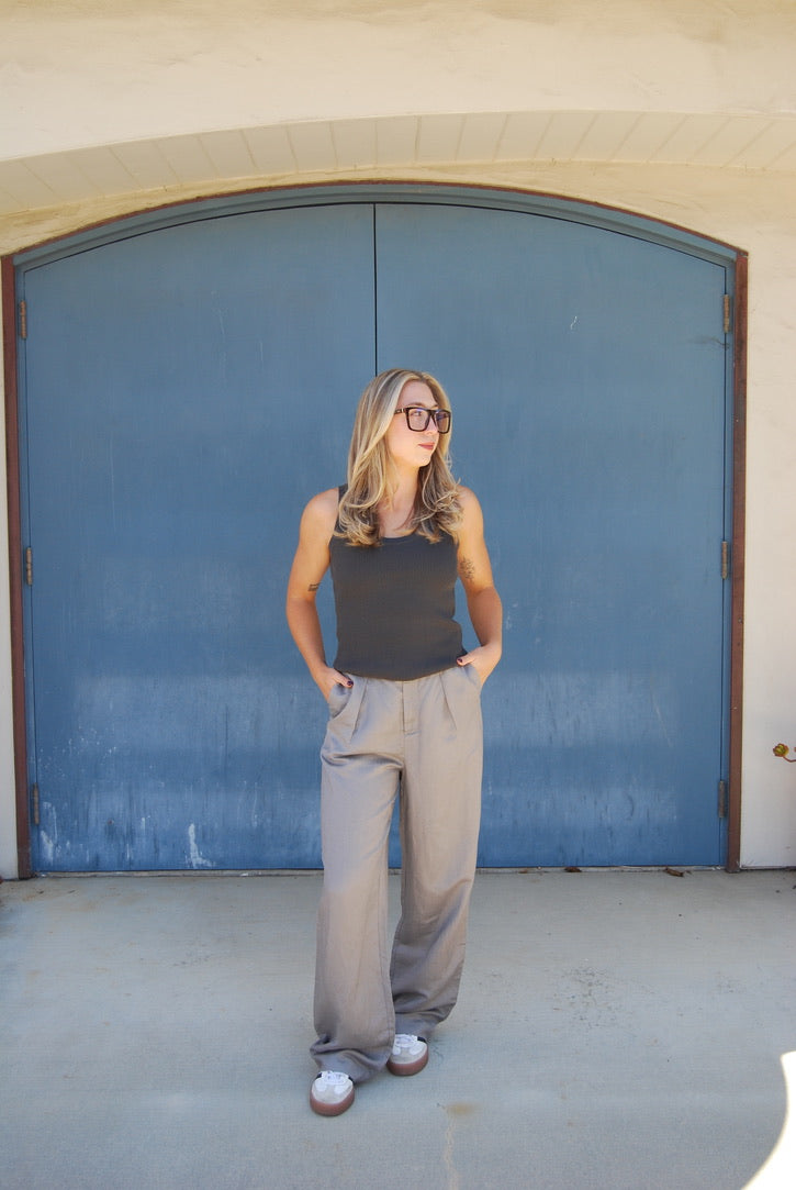 RIBBED TANK TOP GREY