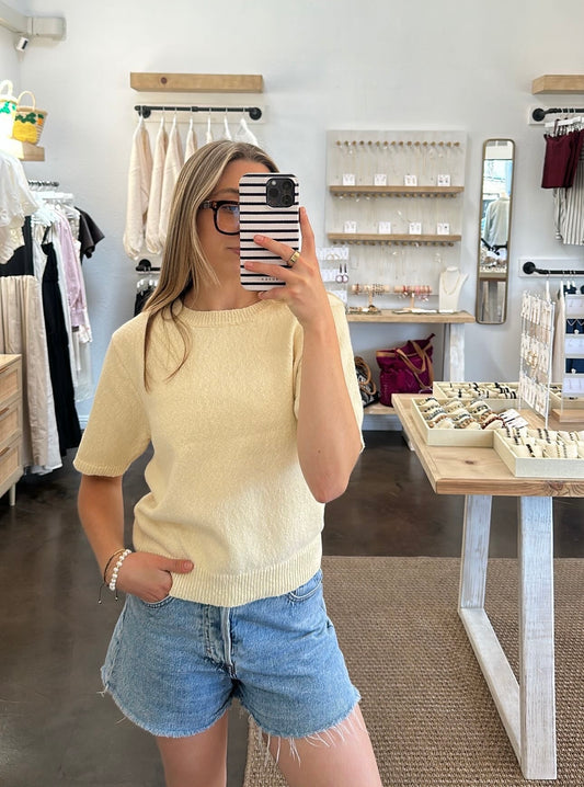 BELLA SWEATER TOP BUTTER YELLOW | Jules Street Boutique