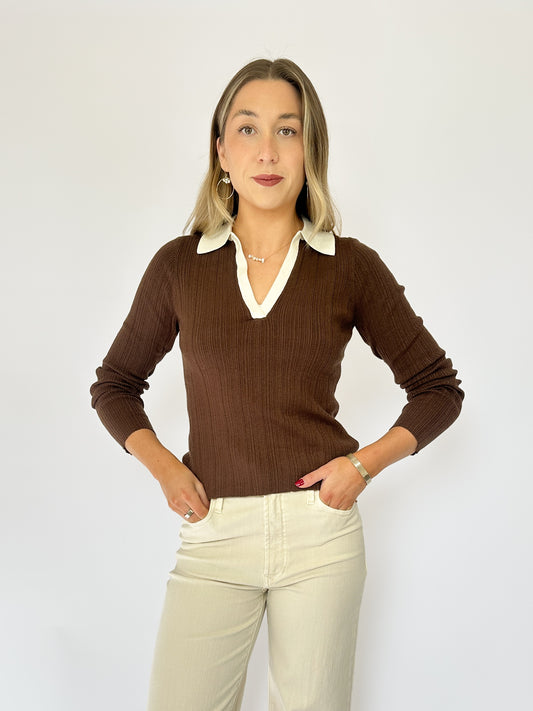 Jax V-Neck Top Brown