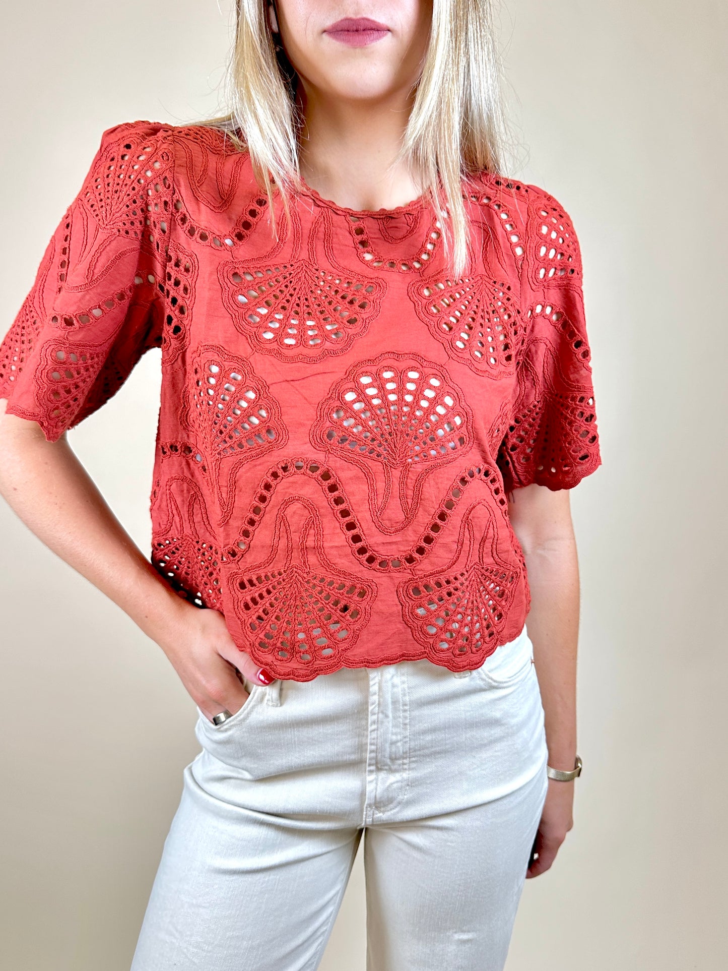 Cannes Embroidered Top Wine