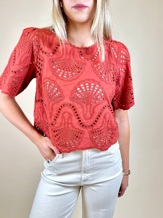 Cannes Embroidered Top Wine