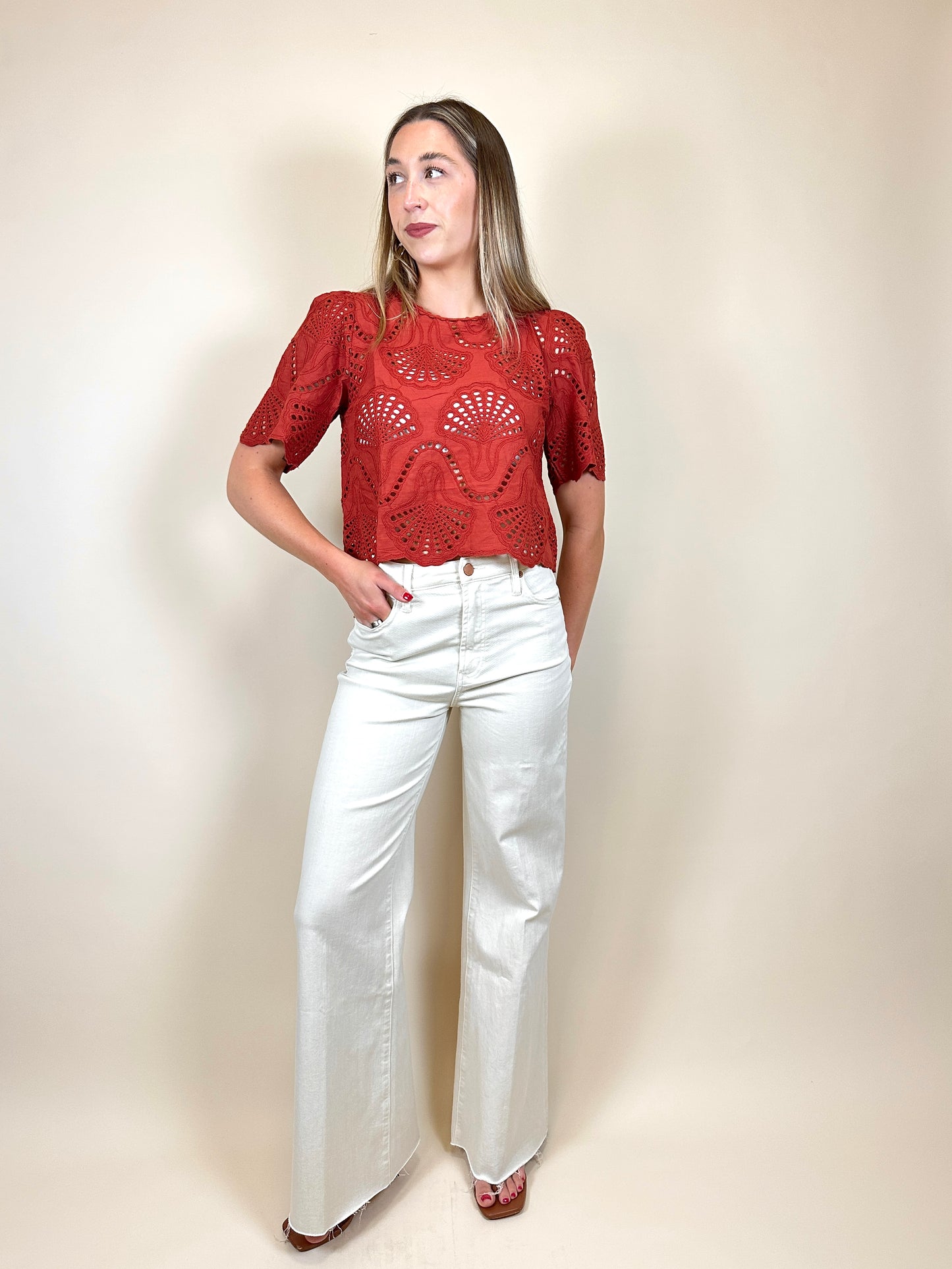 Cannes Embroidered Top Wine