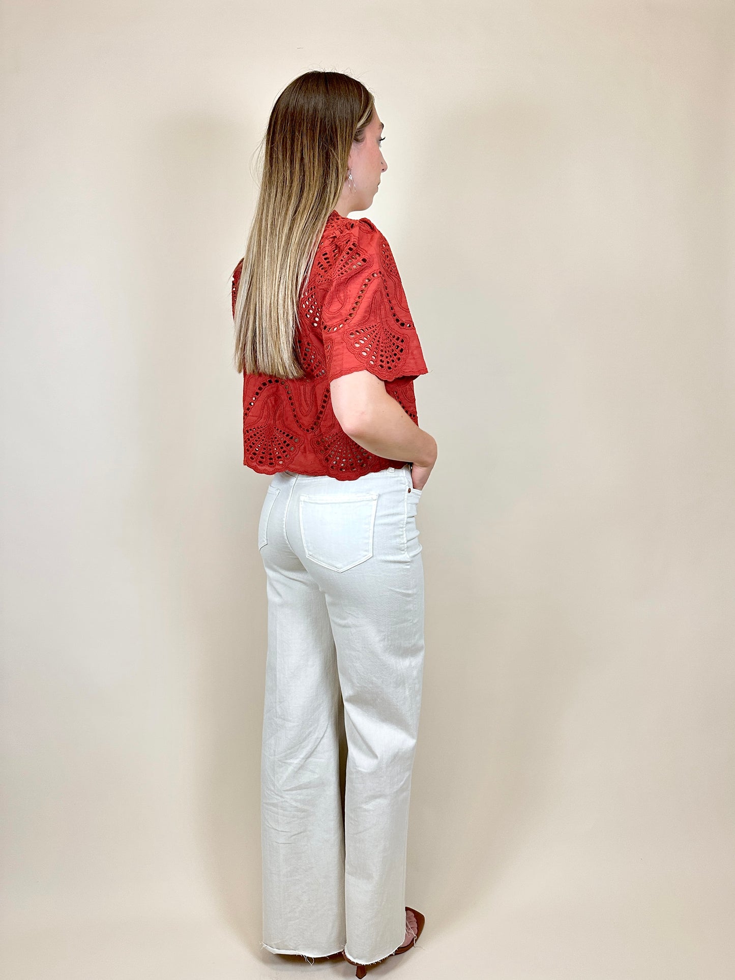 Cannes Embroidered Top Wine