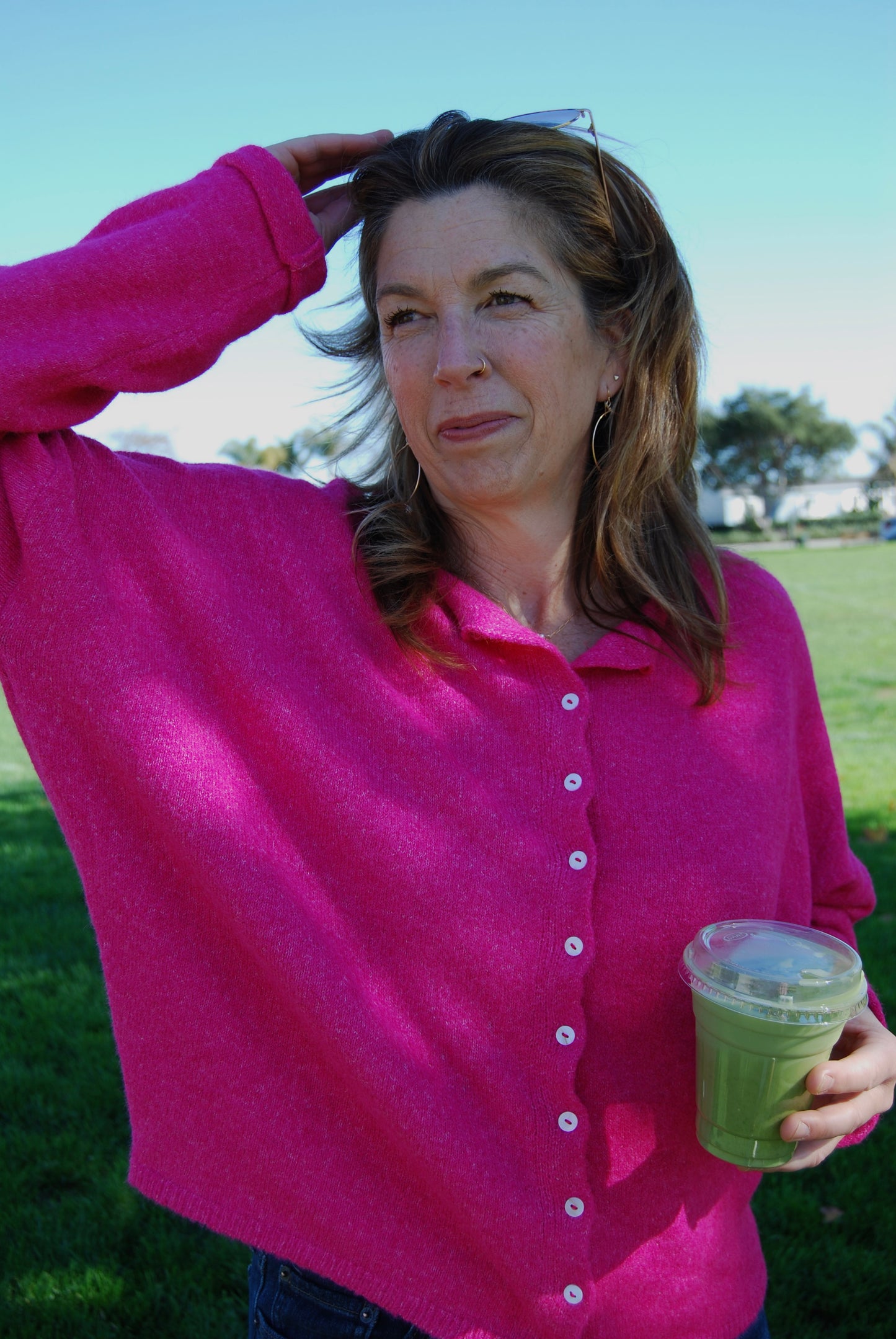 CLASSIC LIGHTWEIGHT CARDIGAN FUCHSIA