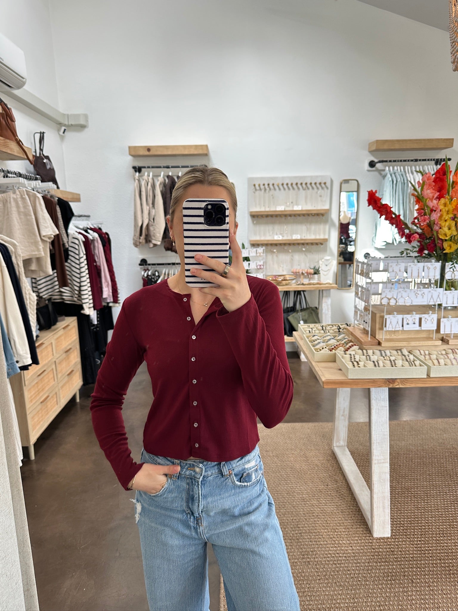 ELISE CARDIGAN BURGUNDY | Jules Street Boutique