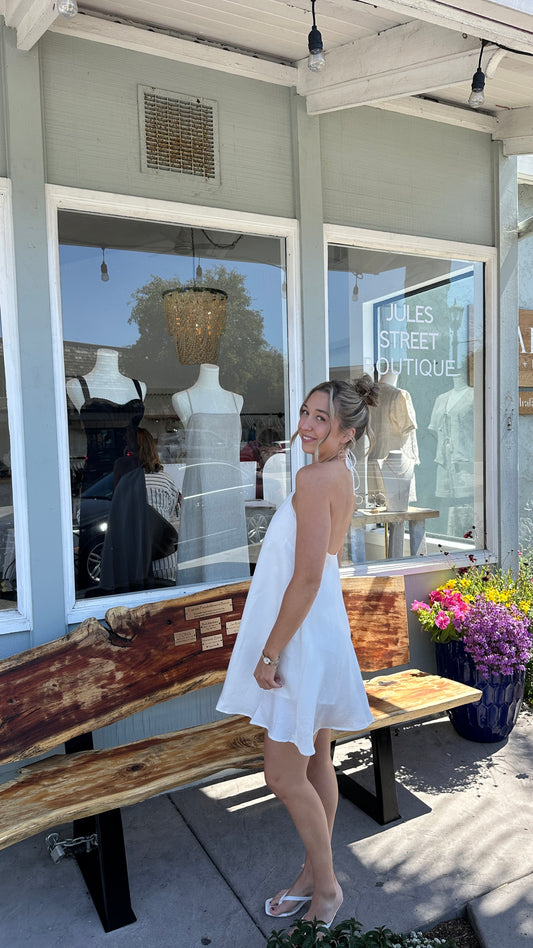 HALTER MINI DRESS WHITE