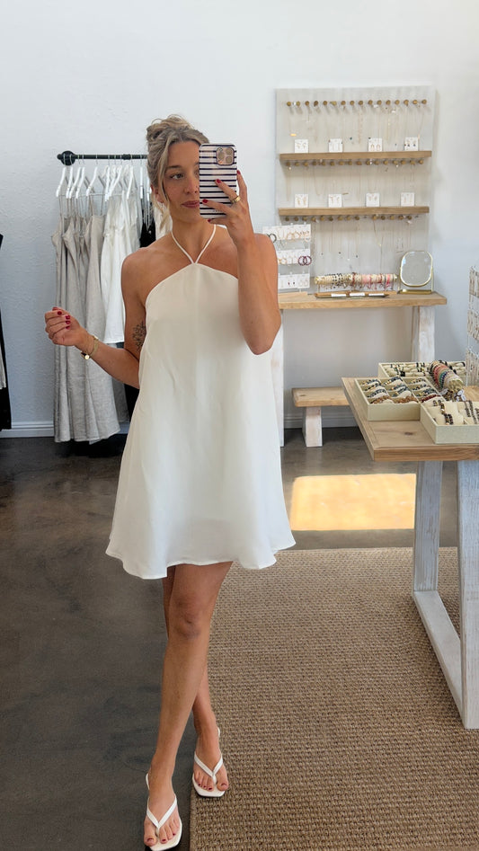 HALTER MINI DRESS WHITE