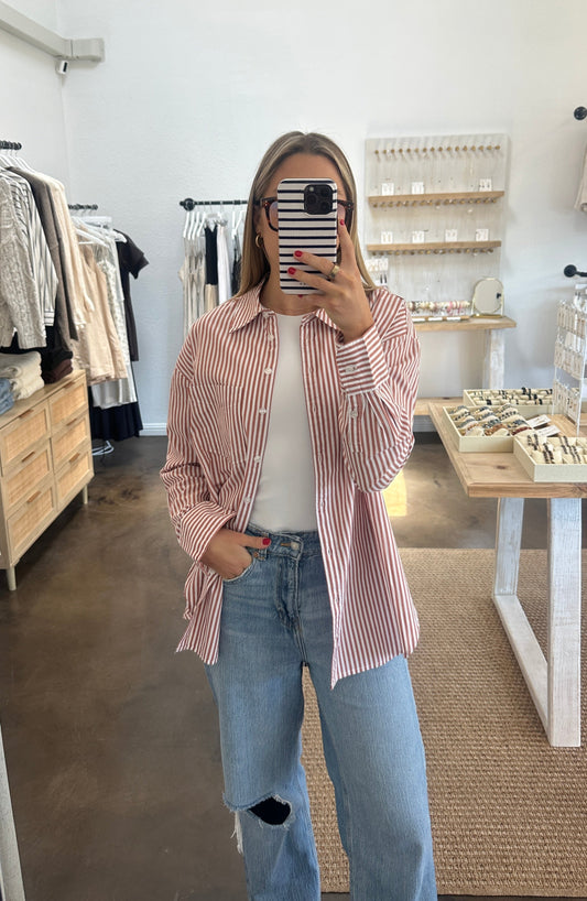 CLAIRE STRIPED CLASSIC SHIRT | Jules Street Boutique