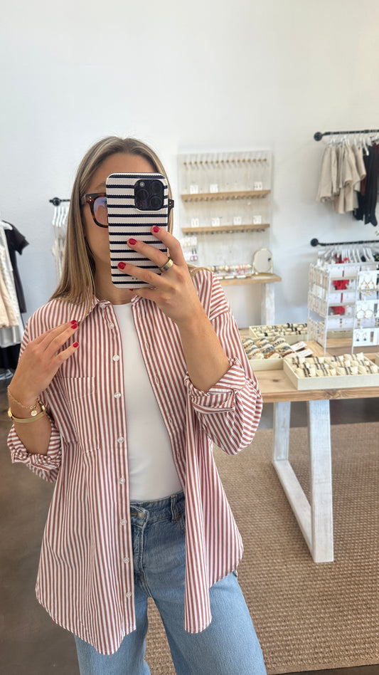 CLAIRE STRIPED CLASSIC SHIRT | Jules Street Boutique