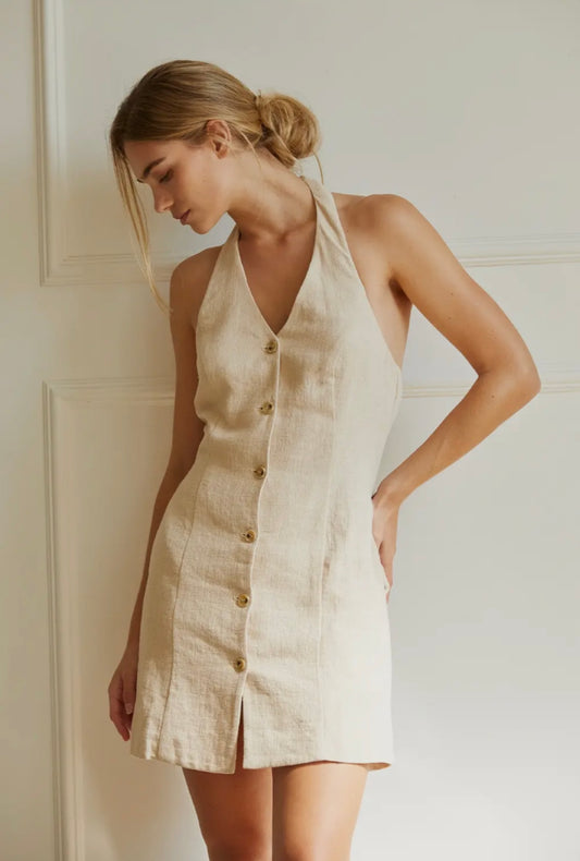 SIENNA HALTER MINI DRESS | Jules Street Boutique