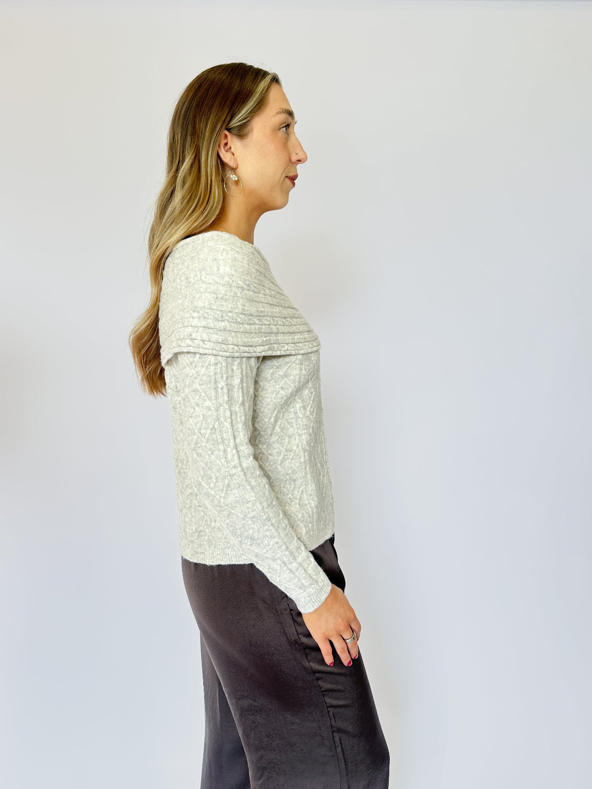 Enly Cable Sweater Grey