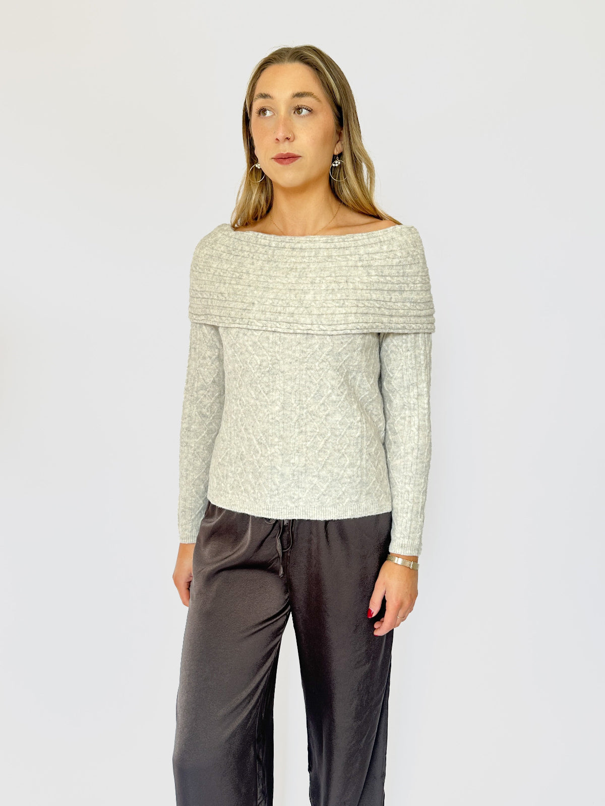 Enly Cable Sweater Grey