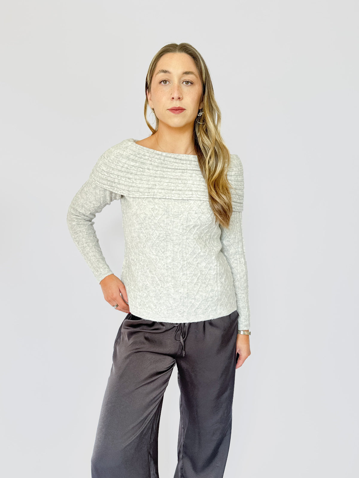 Enly Cable Sweater Grey