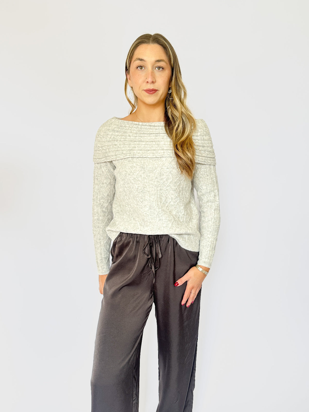 Enly Cable Sweater Grey