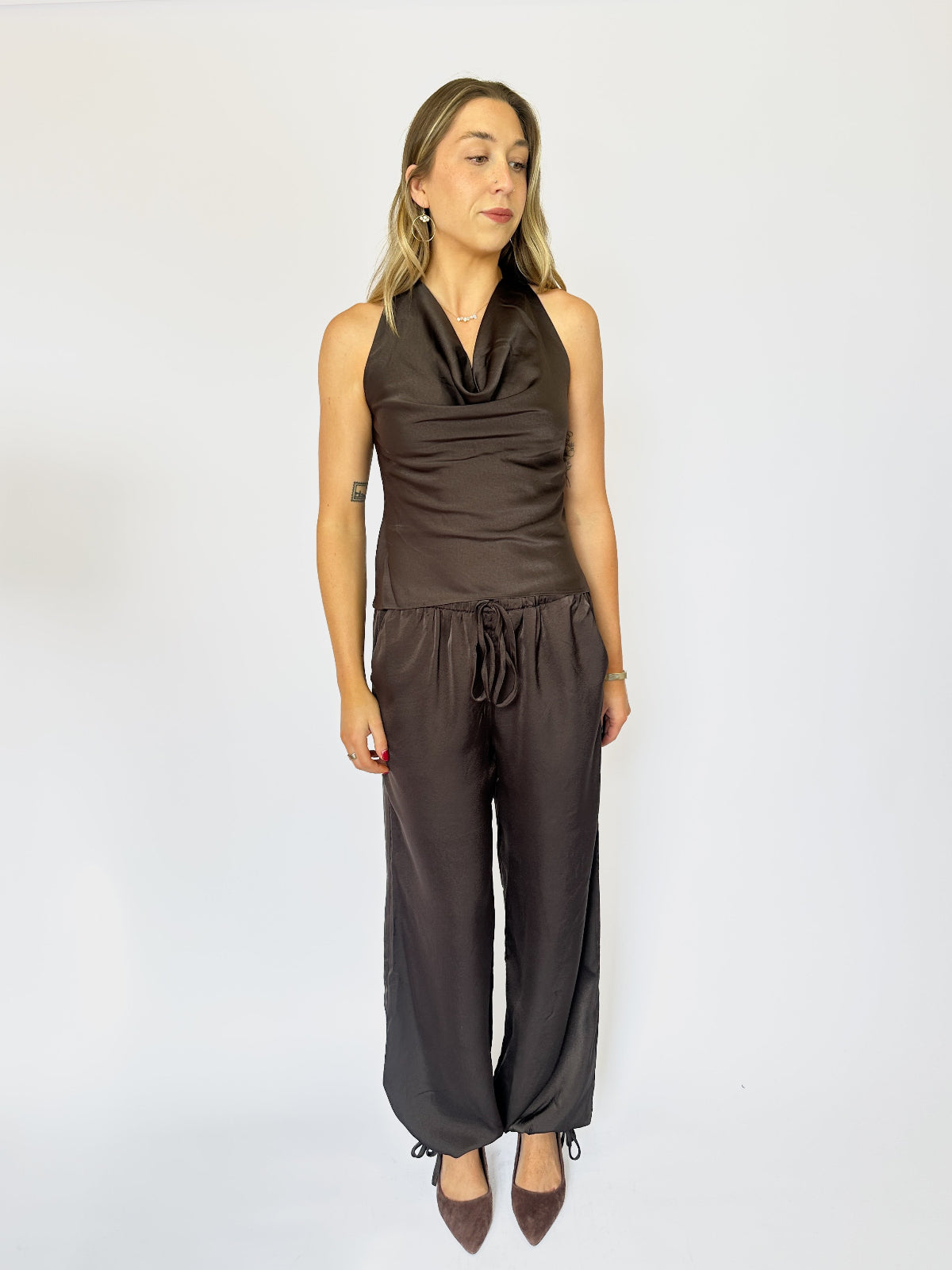 Gabriella Satin Pant Espresso