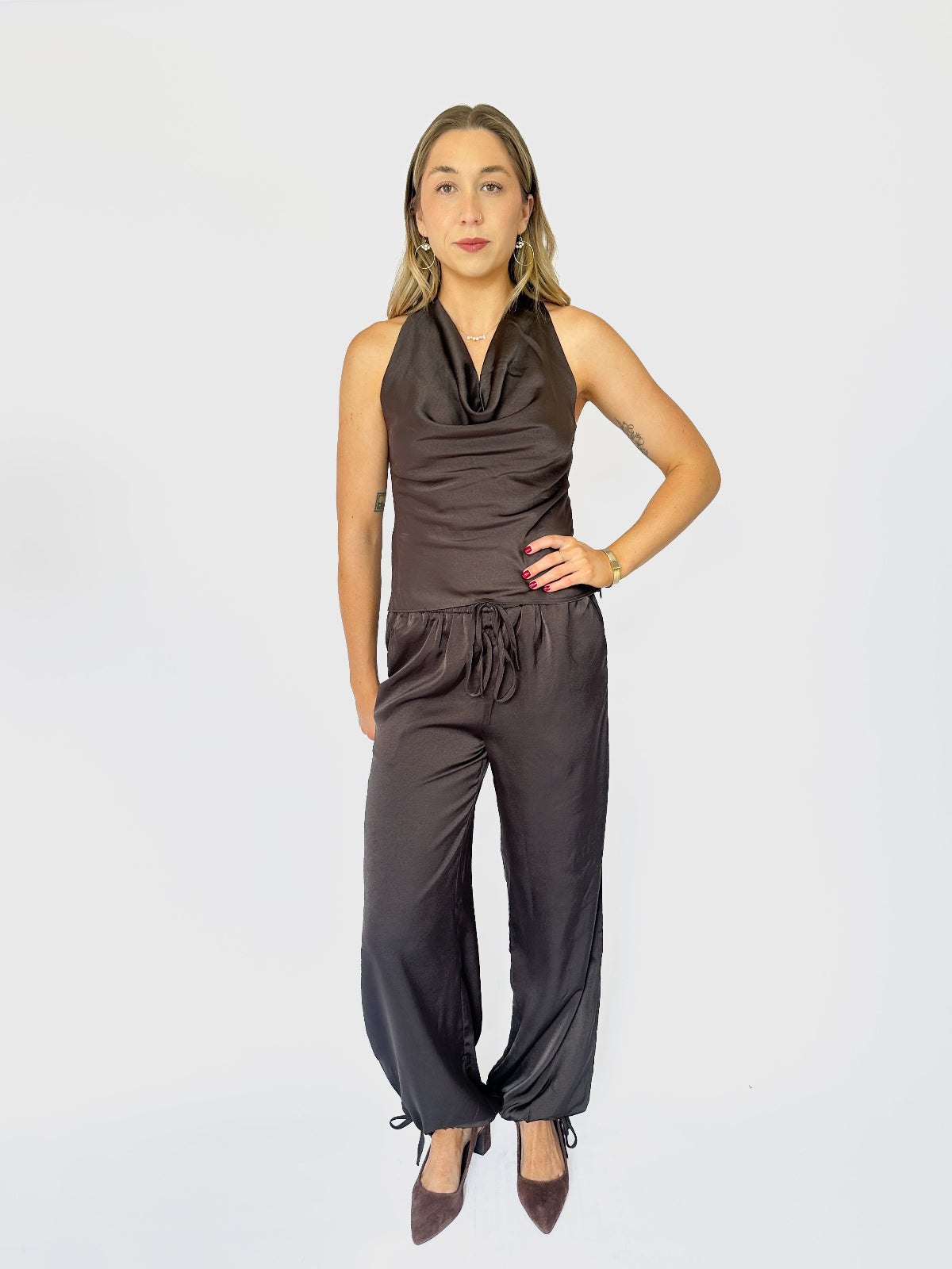 Gabriella Satin Pant Espresso