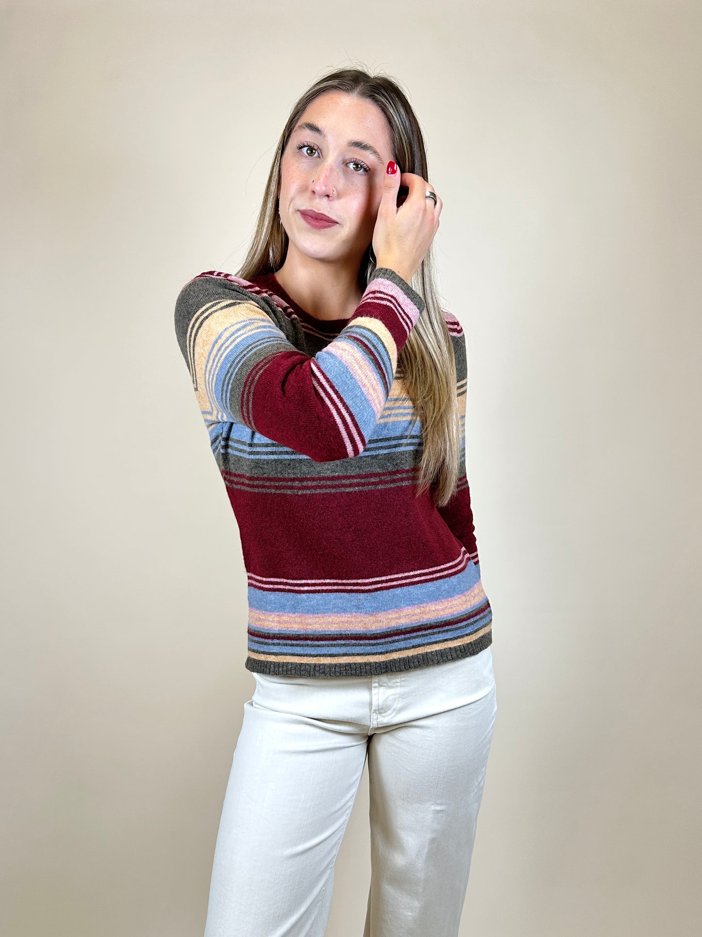 Natasha Striped Sweater Burgundy