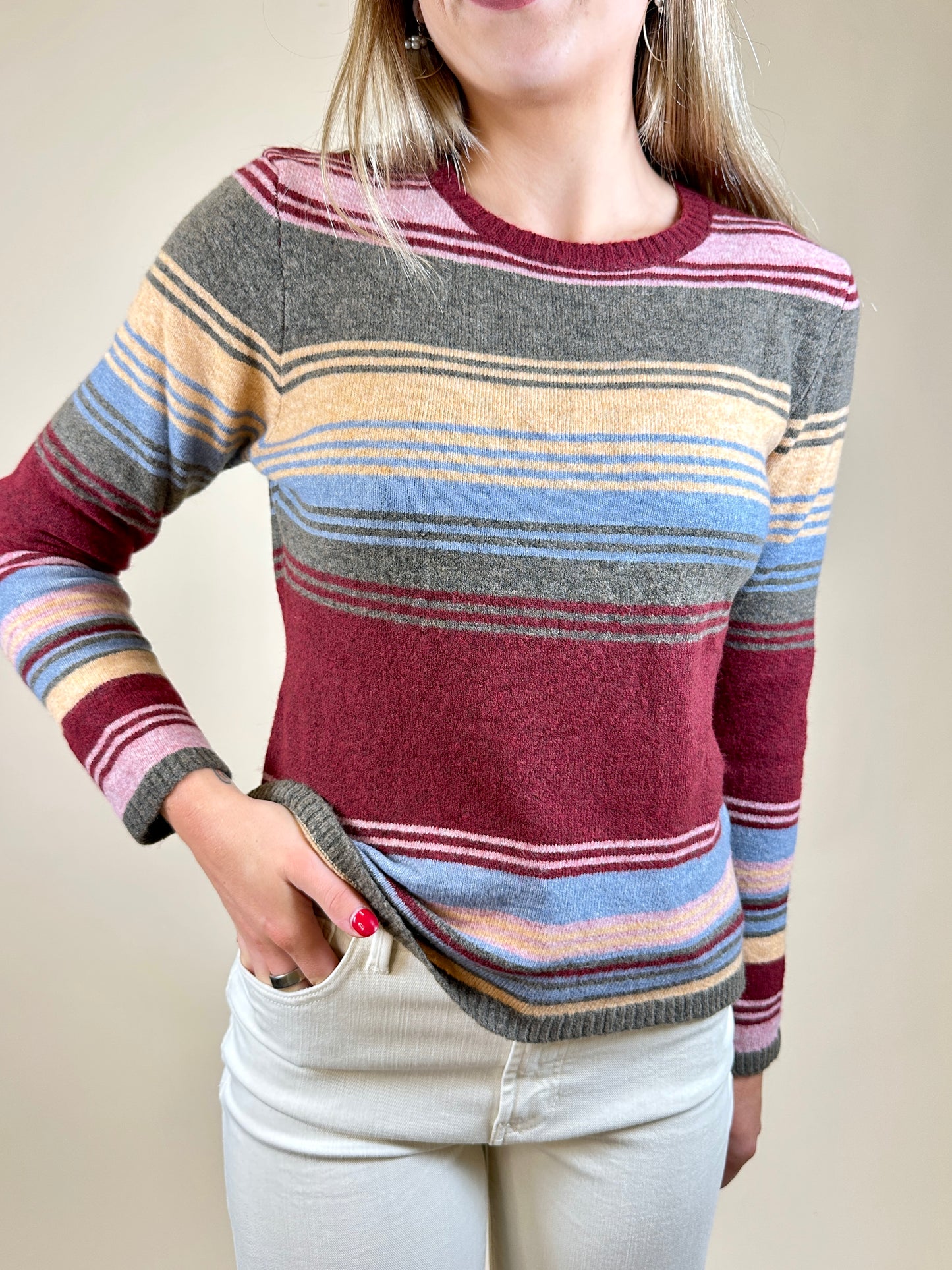 Natasha Striped Sweater Burgundy