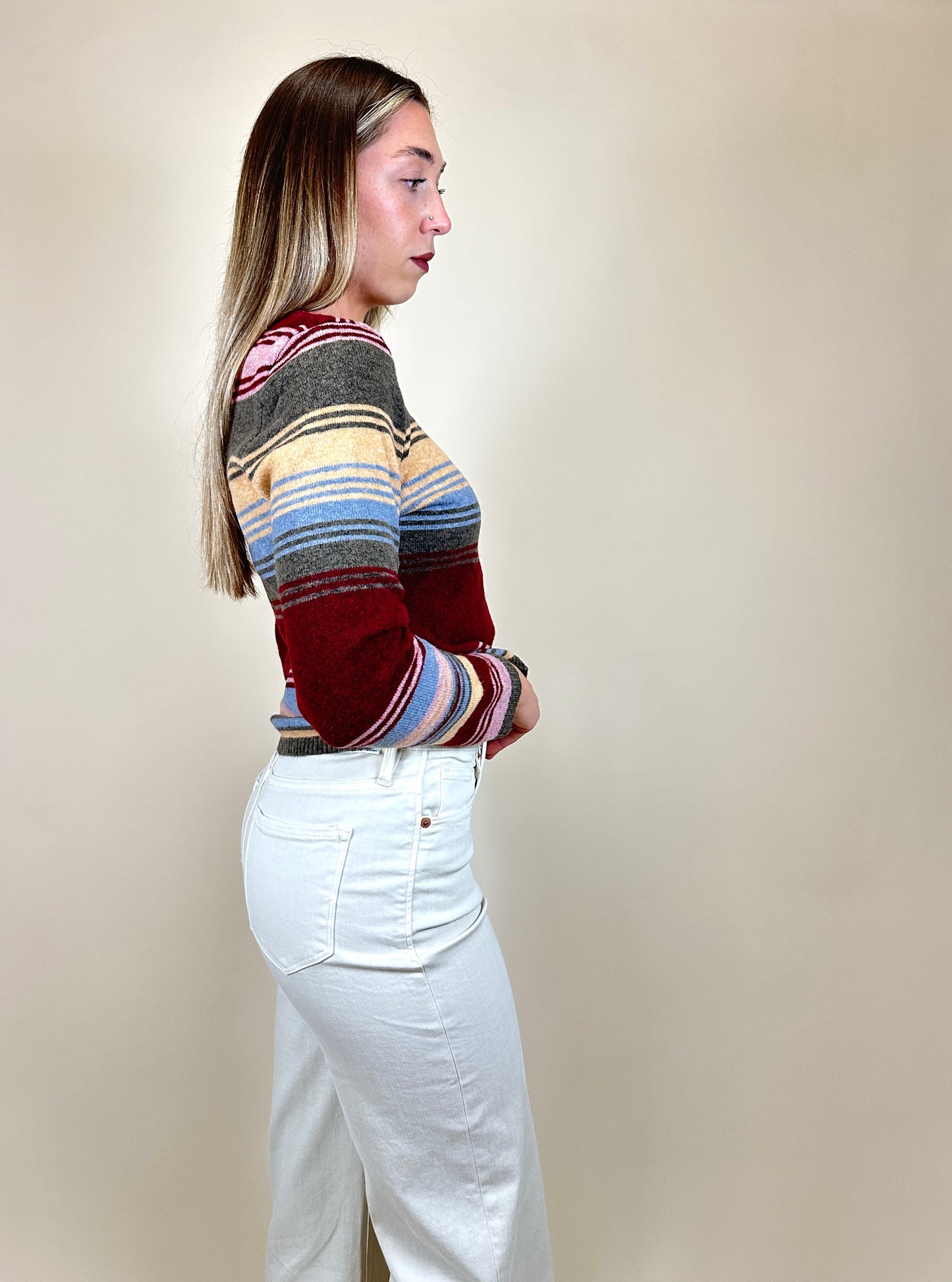 Natasha Striped Sweater Burgundy