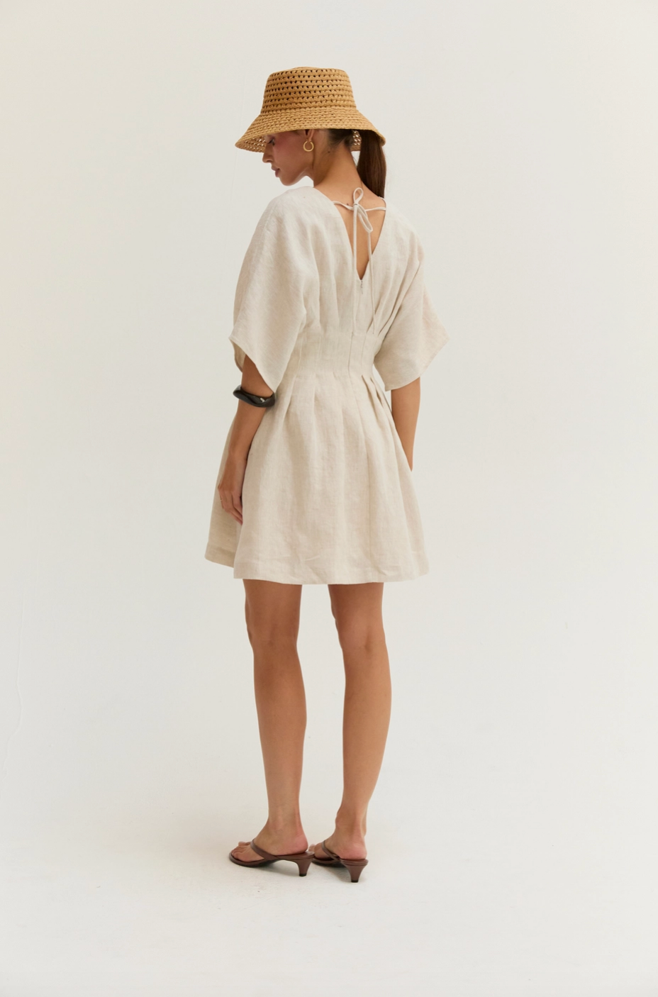Thea Pleated Linen Dress