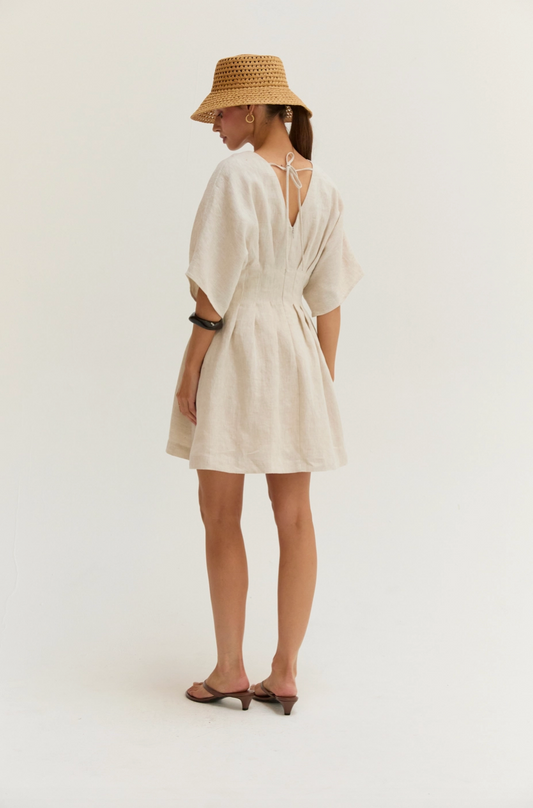 Thea Pleated Linen Dress